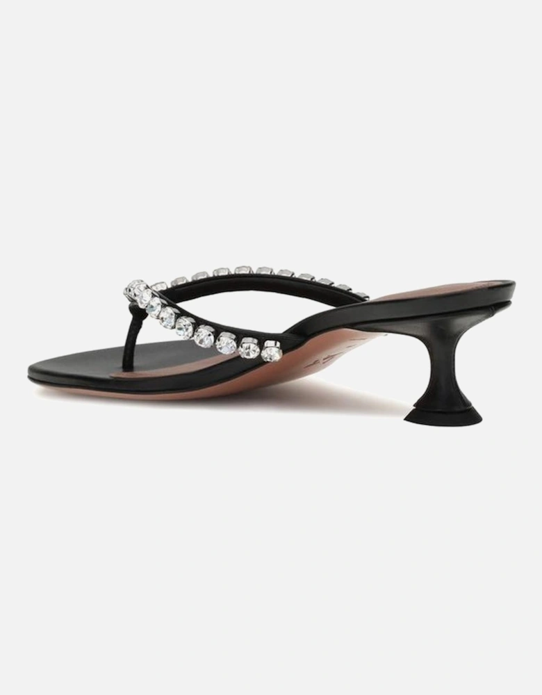 Rhinestone Embellished Kitten Heel Gigi Sandals Women - Black