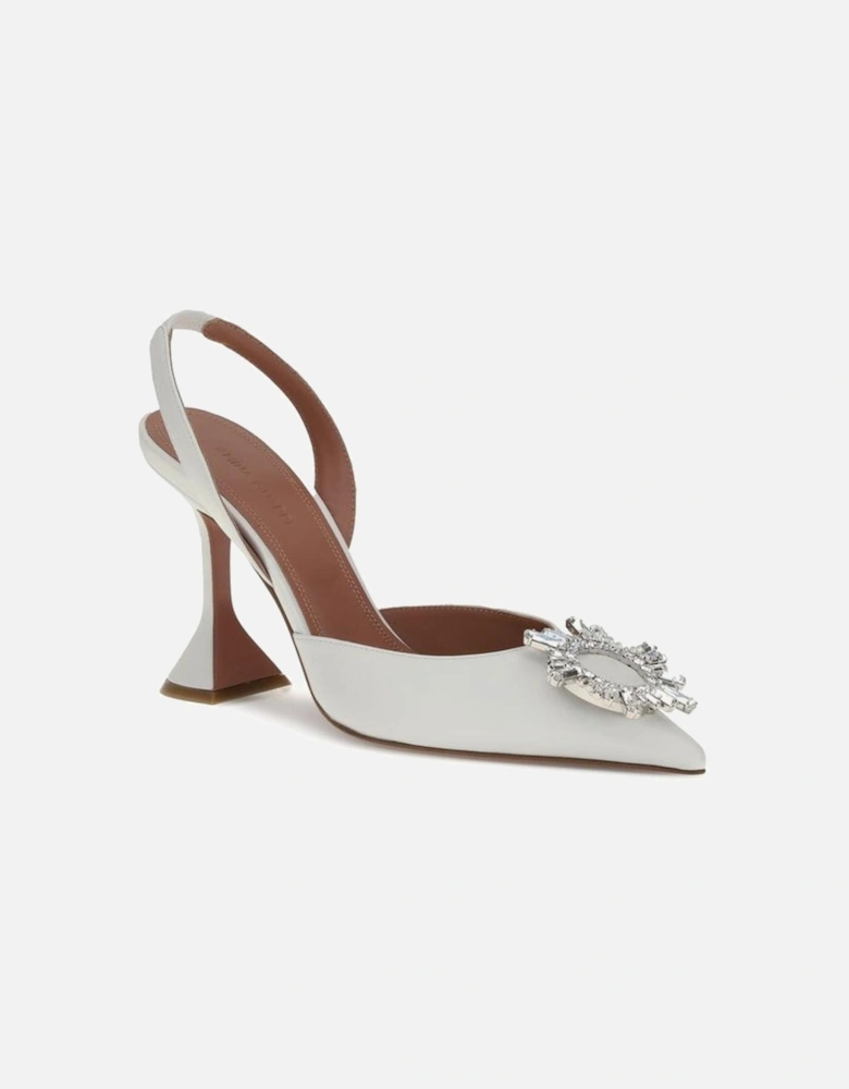 Elegant Begum Slingback Pumps with Jewel Embellishment Women - White