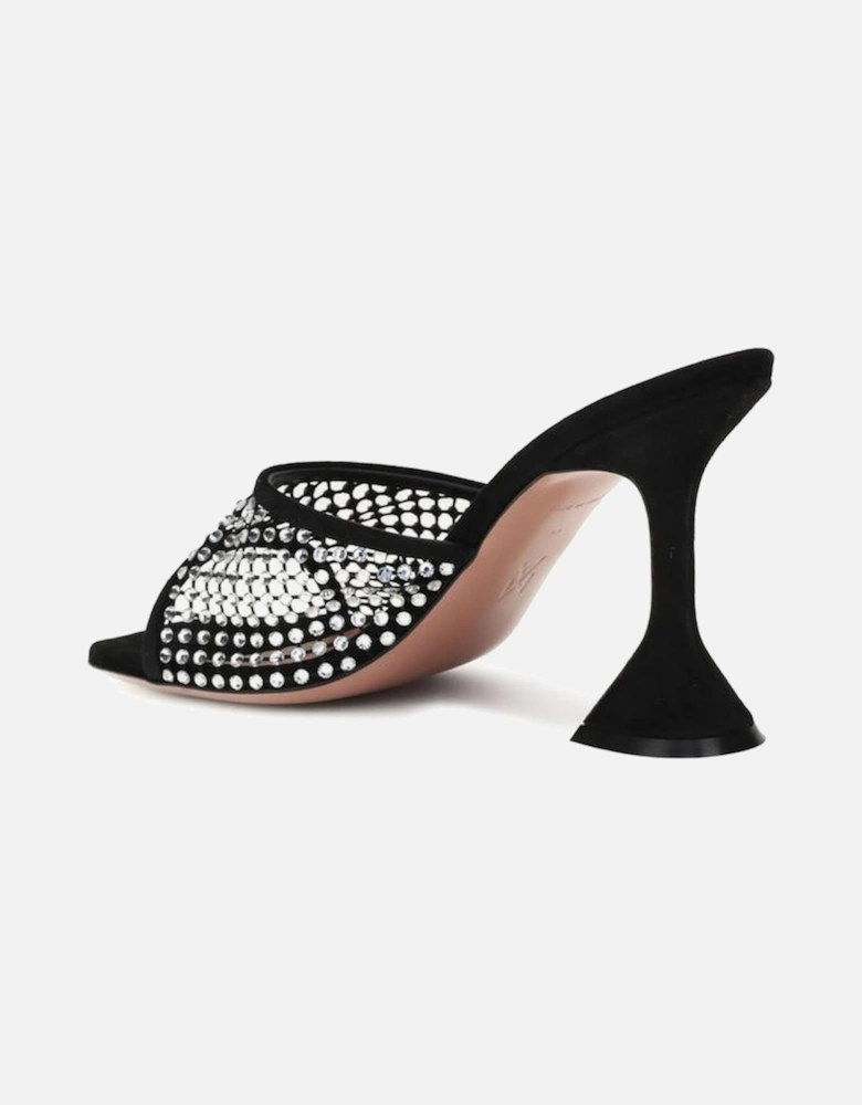 Lupita Crystal Embellished Suede Mesh Sandals Women - Black