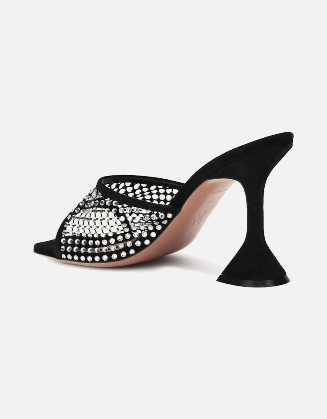 Lupita Crystal Embellished Suede Mesh Sandals Women - Black