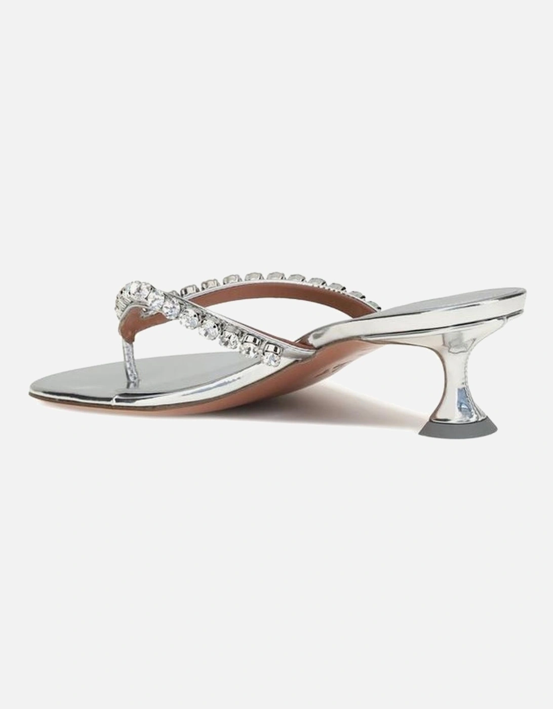 Rhinestone Embellished Kitten Heel Sandals Women - Silver