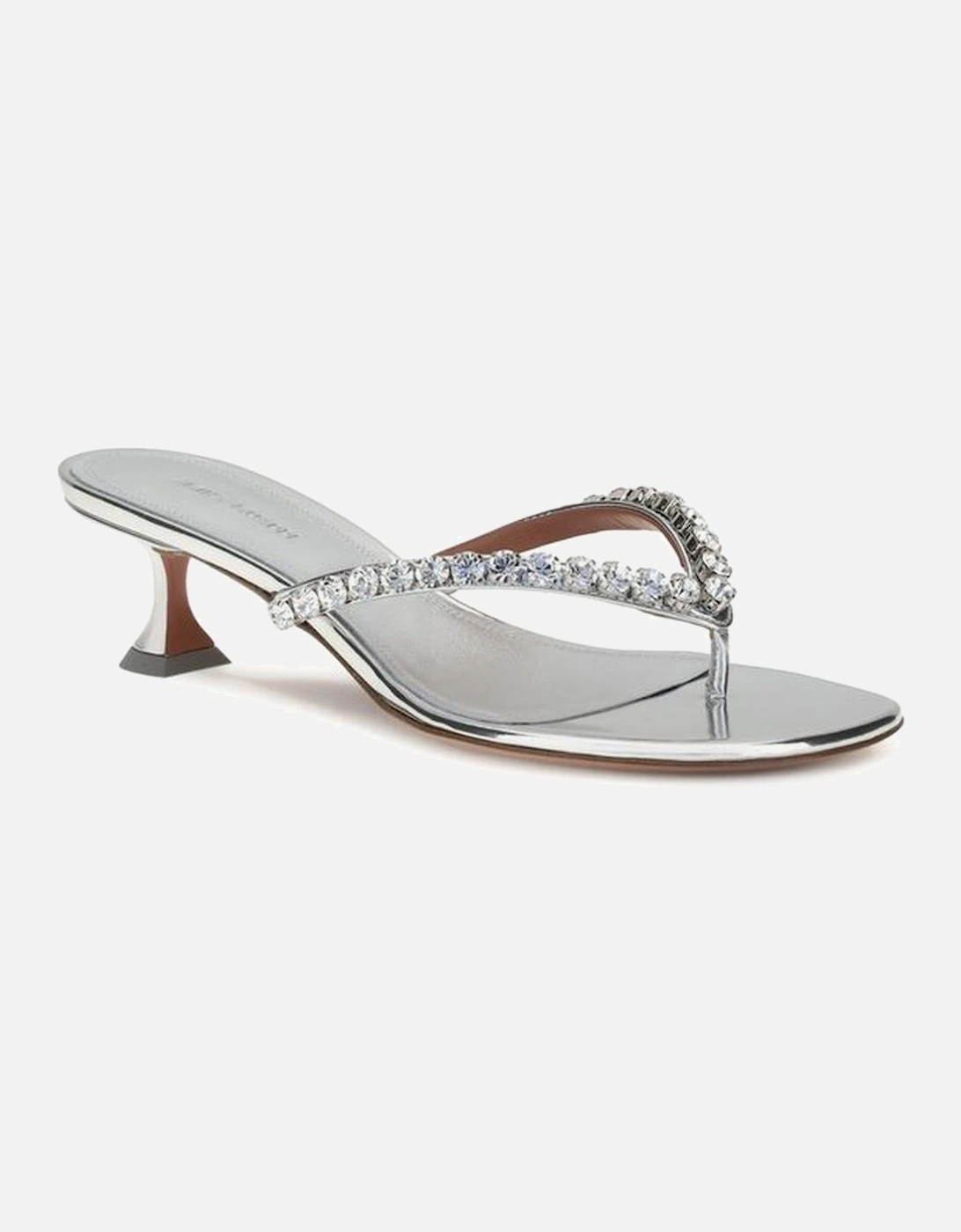 Rhinestone Embellished Kitten Heel Sandals Women - Silver