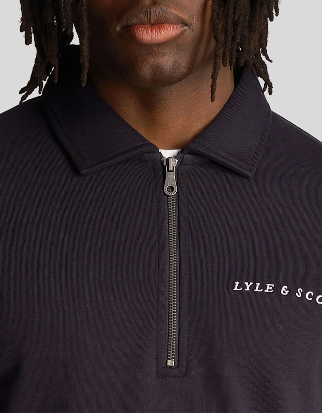 Loopback Embroidered Collared Sweatshirt