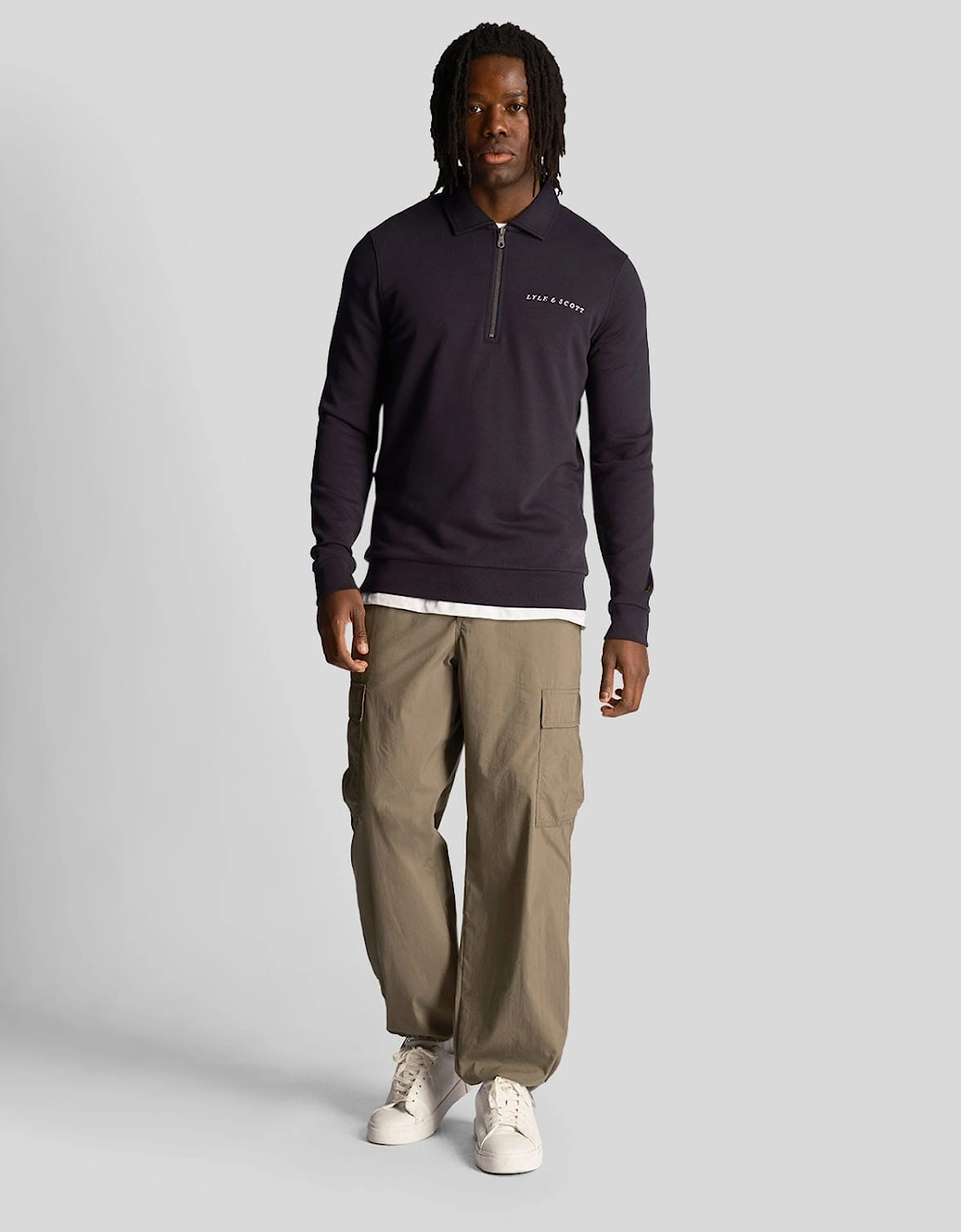 Loopback Embroidered Collared Sweatshirt