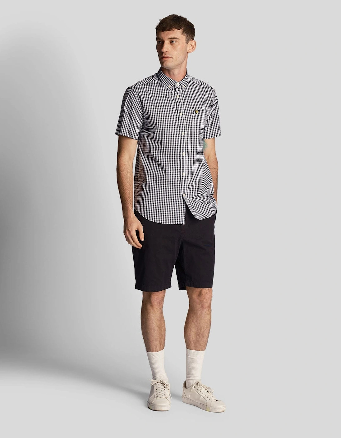 Short Sleeve Slim Fit Gingham Shirt