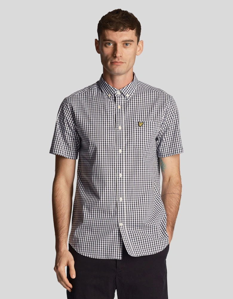 Short Sleeve Slim Fit Gingham Shirt