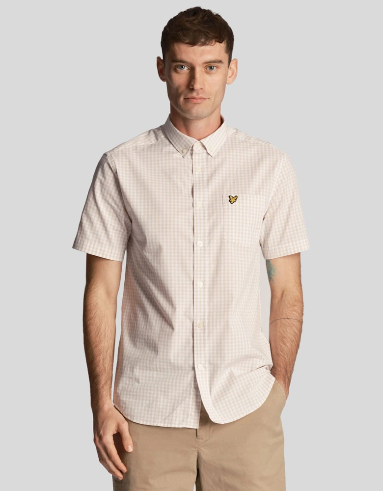 Short Sleeve Slim Fit Gingham Shirt