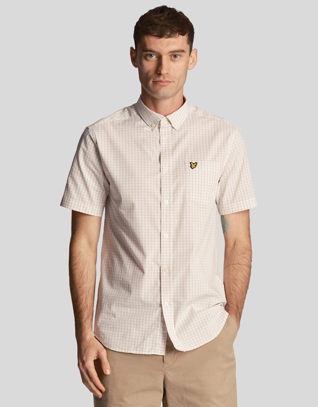 Short Sleeve Slim Fit Gingham Shirt, 6 of 5