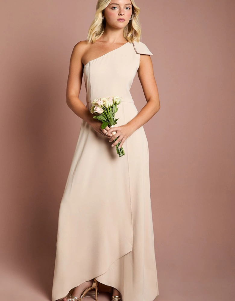 Teen One Shoulder Bow Bridesmaids Dress
