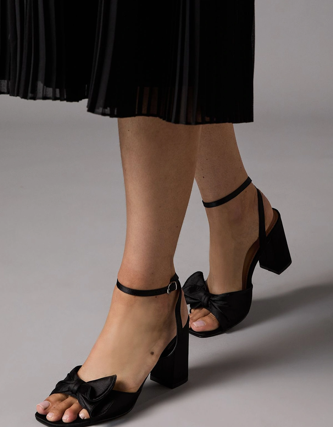 Wide Fit Tina Satin Soft Ruffle High Block Heel Sandals, 2 of 1