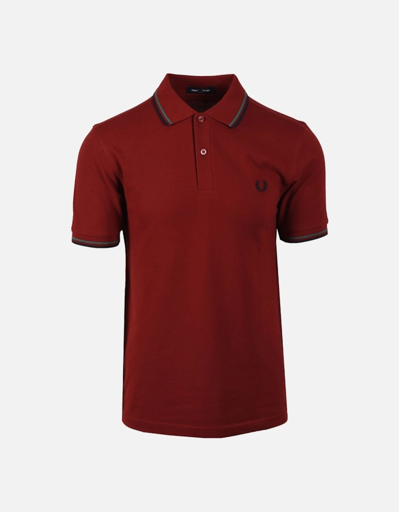 TWIN TIPPED POLO SHIRT BURNT RED/SPORT GREEN/NAVY