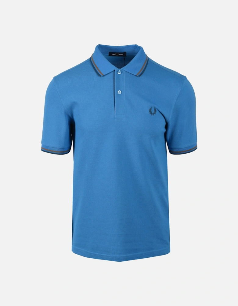TWIN TIPPED POLO SHIRT COURT BLUE/SHADED STONE/DARK PETROL