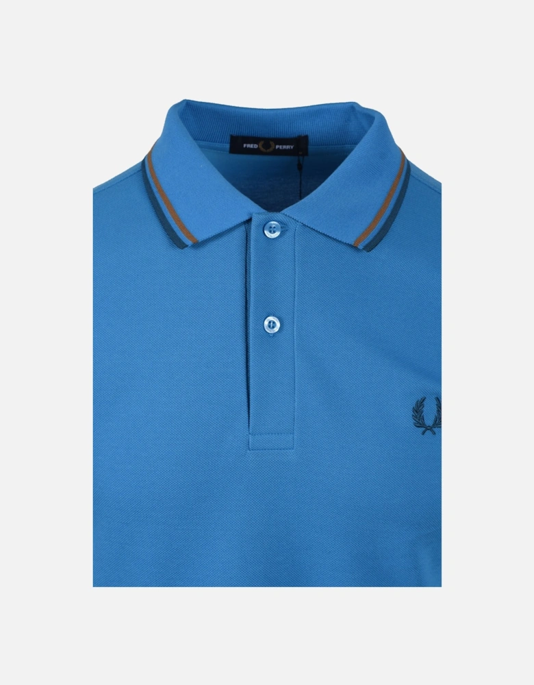 TWIN TIPPED POLO SHIRT COURT BLUE/SHADED STONE/DARK PETROL
