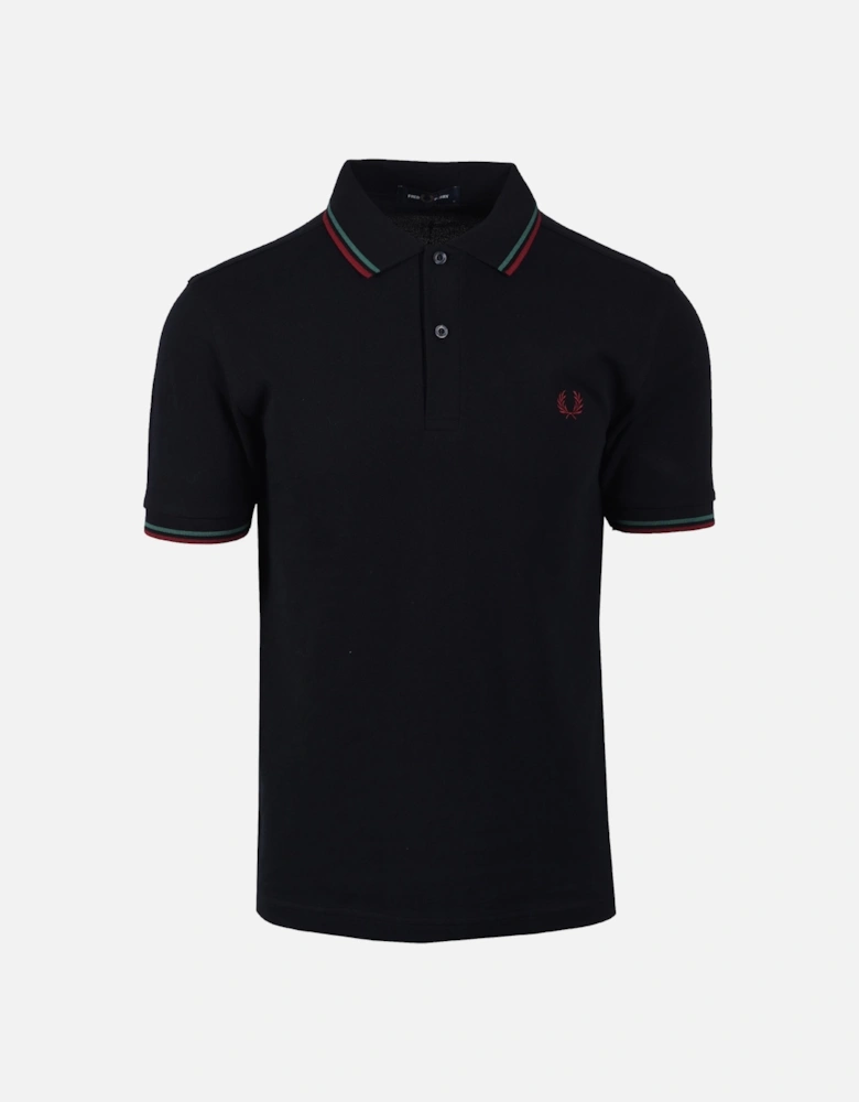TWIN TIPPED POLO SHIRT NAVY/SPORT GREEN/BURNT RED