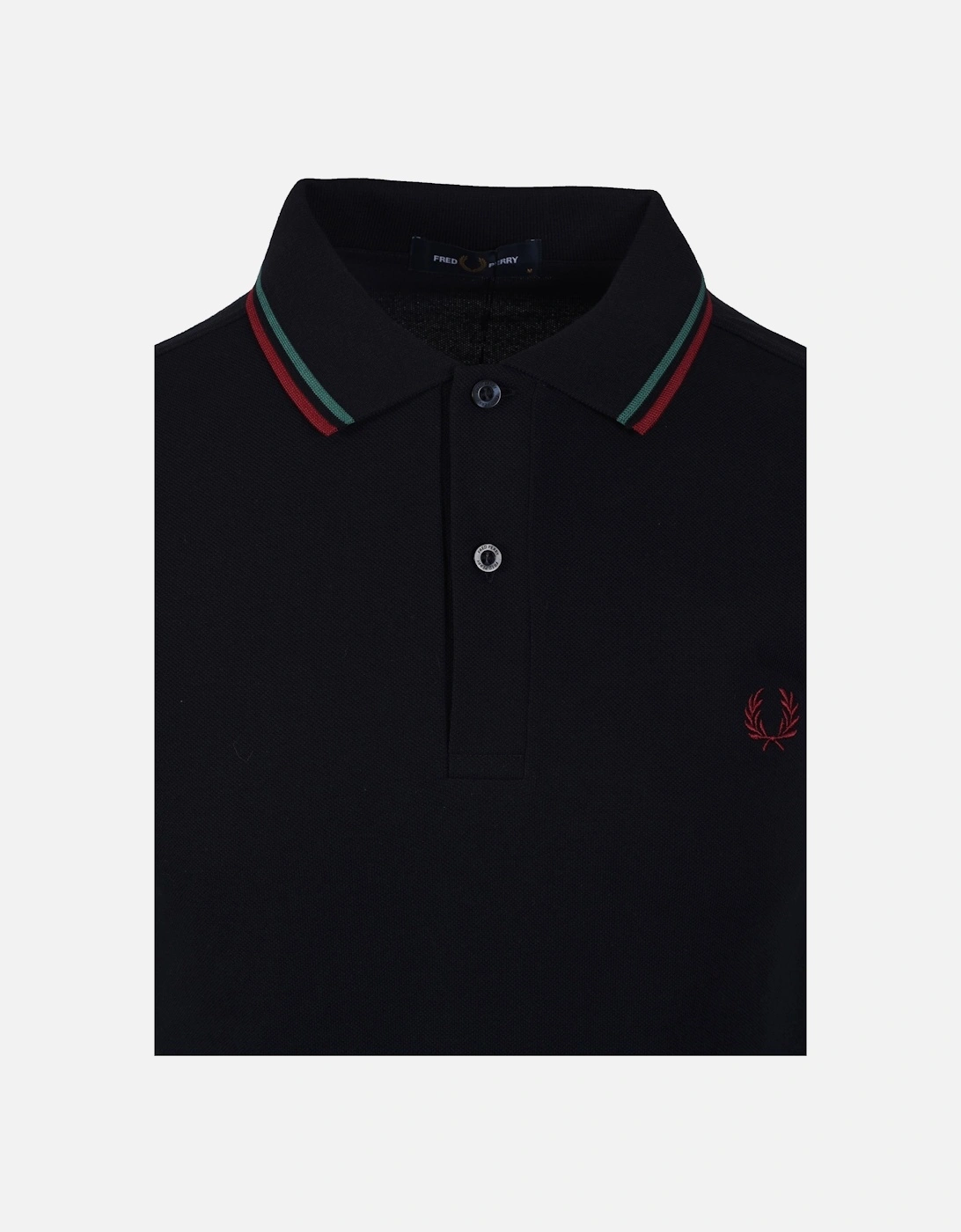 TWIN TIPPED POLO SHIRT NAVY/SPORT GREEN/BURNT RED