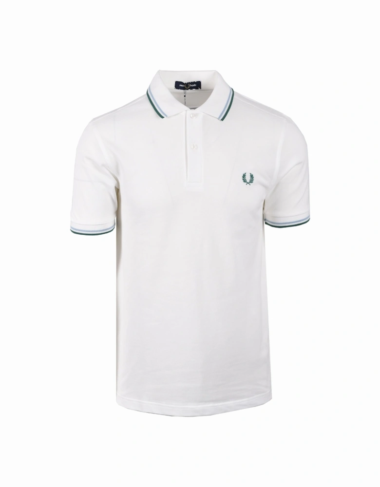 TWIN TIPPED POLO SHIRT SNOW WHITE/TRACK BLUE/SPORT GREEN