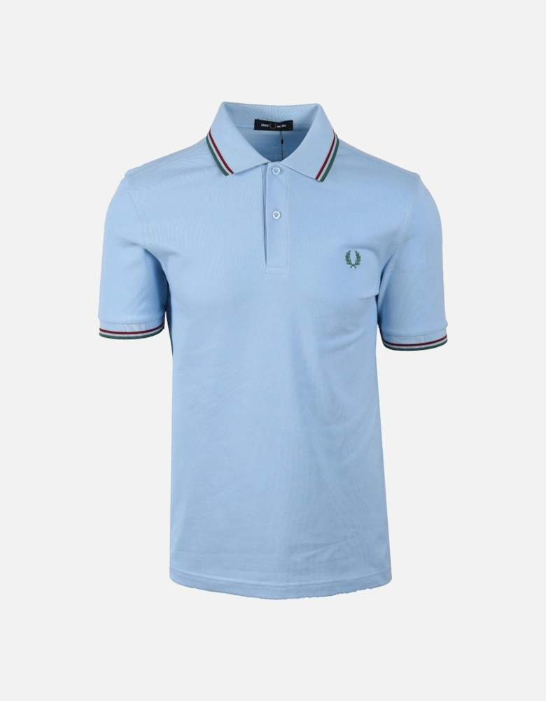 TWIN TIPPED POLO SHIRT TRACK BLUE/BURNT RED/SPORT GREEN