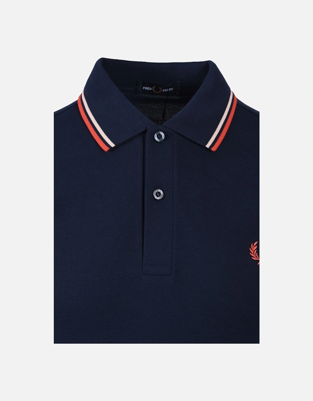 TWIN TIPPED POLO SHIRT TENNIS BLUE/SILKY PEACH/FLAMINGO TAN