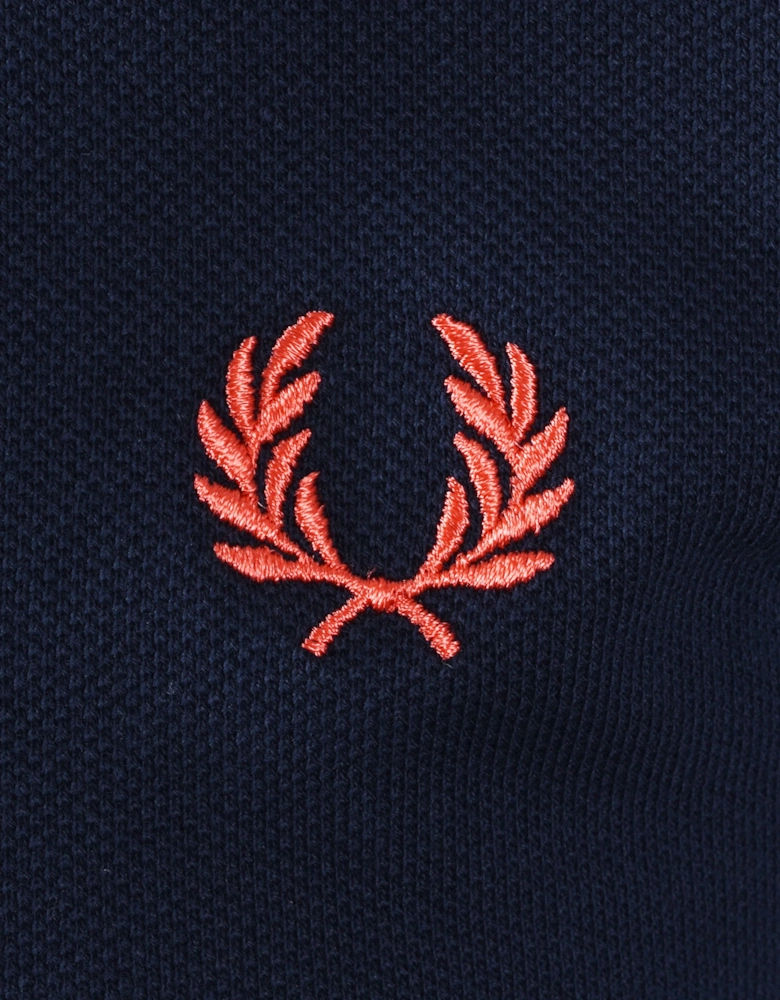 TWIN TIPPED POLO SHIRT TENNIS BLUE/SILKY PEACH/FLAMINGO TAN