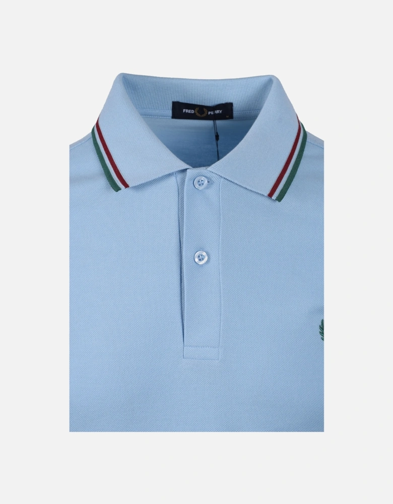TWIN TIPPED POLO SHIRT TRACK BLUE/BURNT RED/SPORT GREEN
