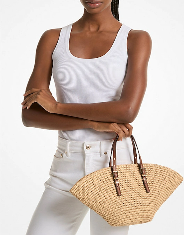 Isa Small Hand-Crocheted Straw Tote Bag
