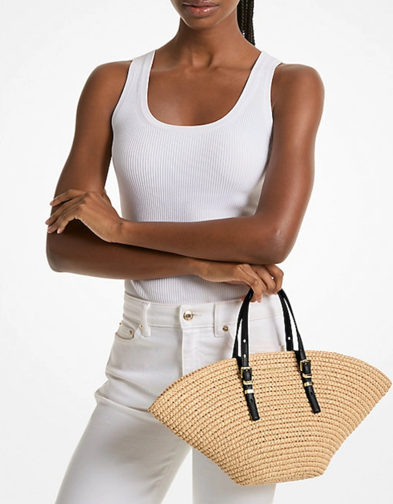 Isa Small Hand-Crocheted Straw Tote Bag