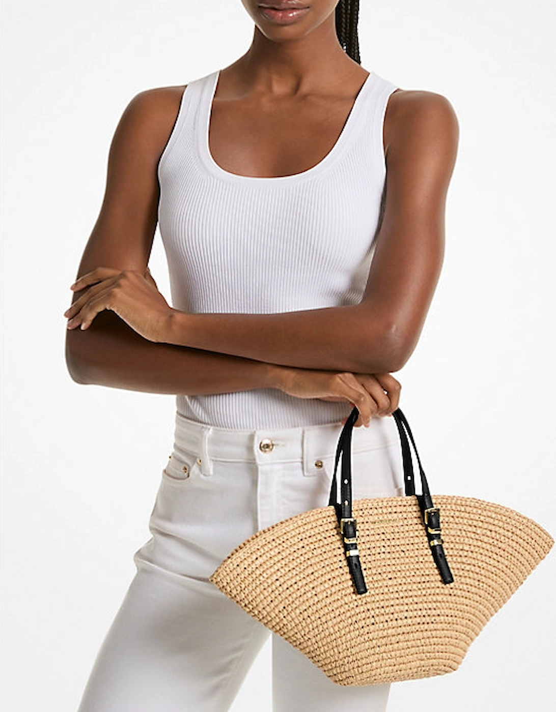 Isa Small Hand-Crocheted Straw Tote Bag