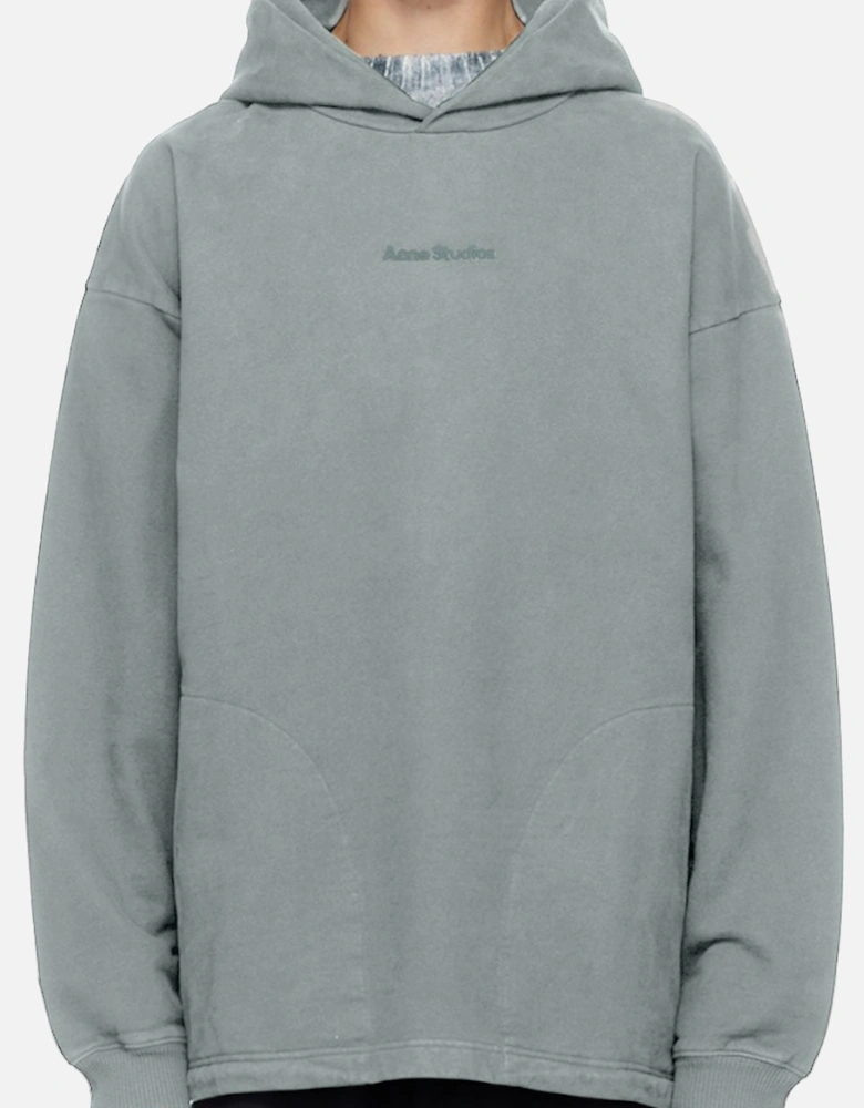 Men's Grey Franklin Stamp Oversized Logo Print Hoodie