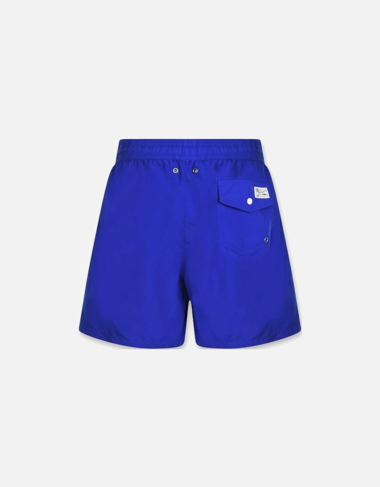 Men's Blue Polo Traveller Slim Fit Swim Shorts Red Logo