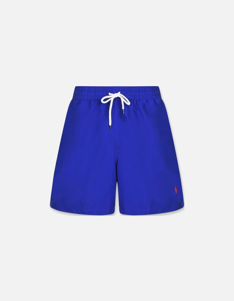 Men's Blue Polo Traveller Slim Fit Swim Shorts Red Logo