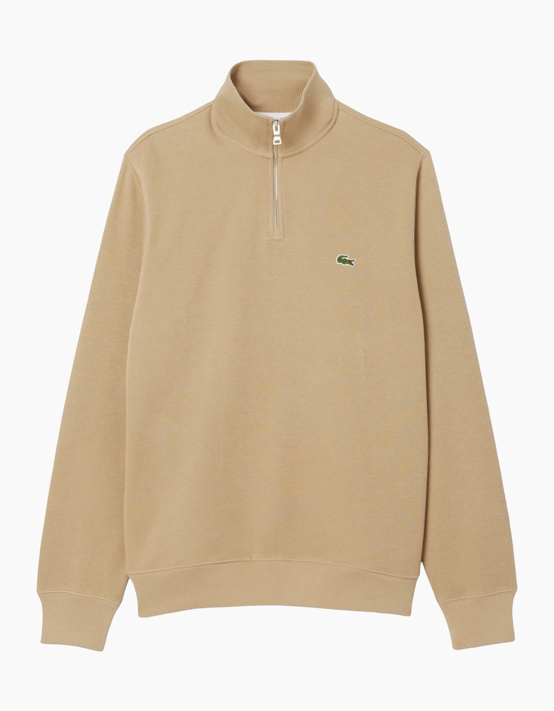 Lacoste Men's Tan Sh1927 Quarter Zip Sweatshirt  36 Small
