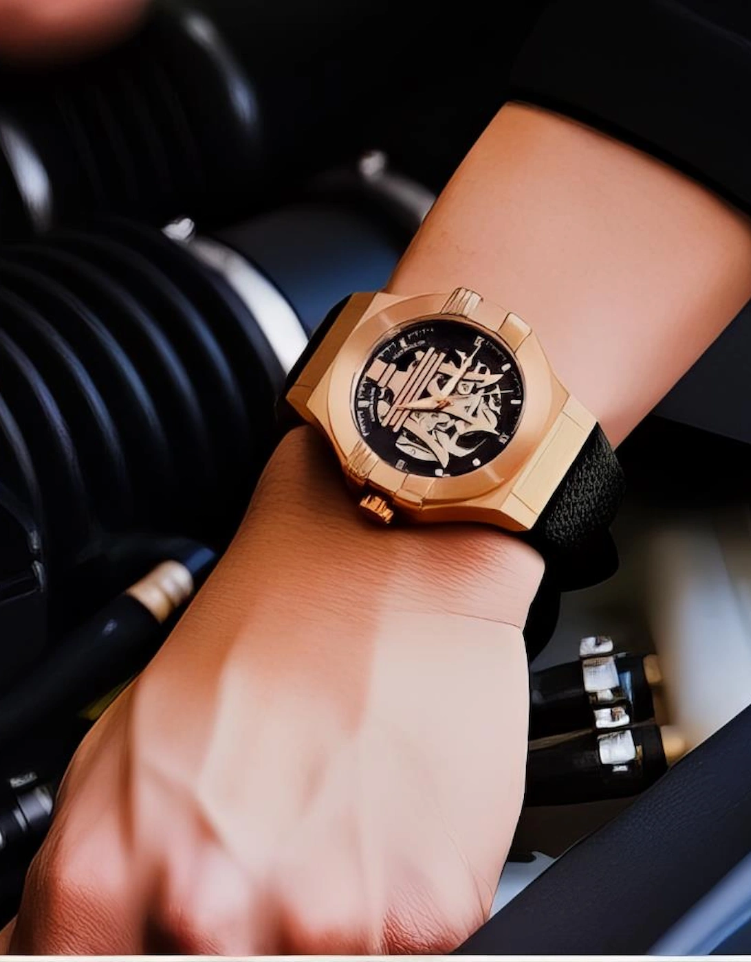 R8821108025 Automatic Skeleton Dial Rose Gold Men's Watch