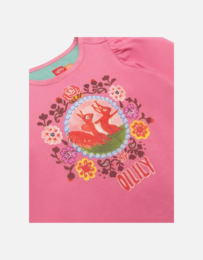 Girls Pink Frame Print Top
