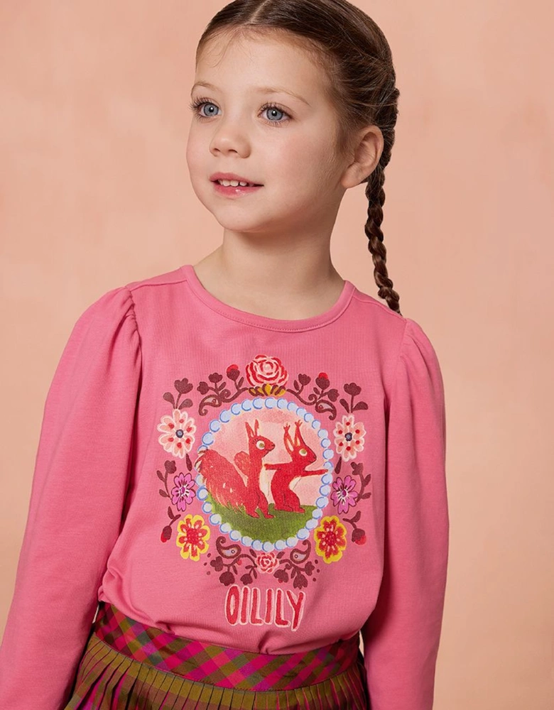 Girls Pink Frame Print Top