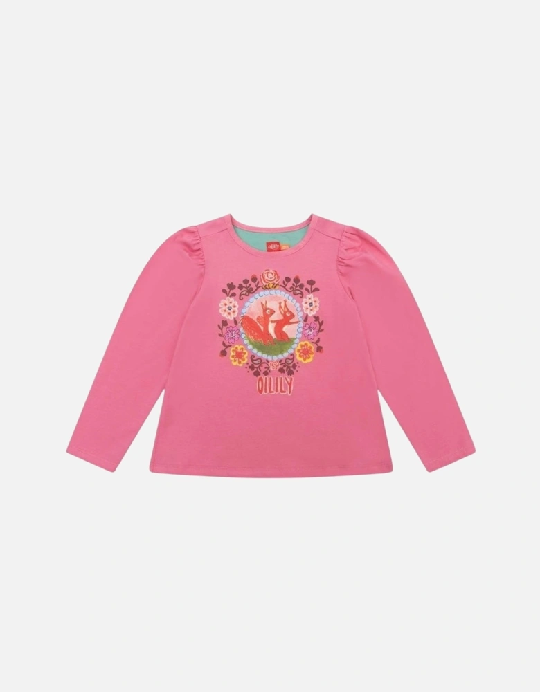 Girls Pink Frame Print Top