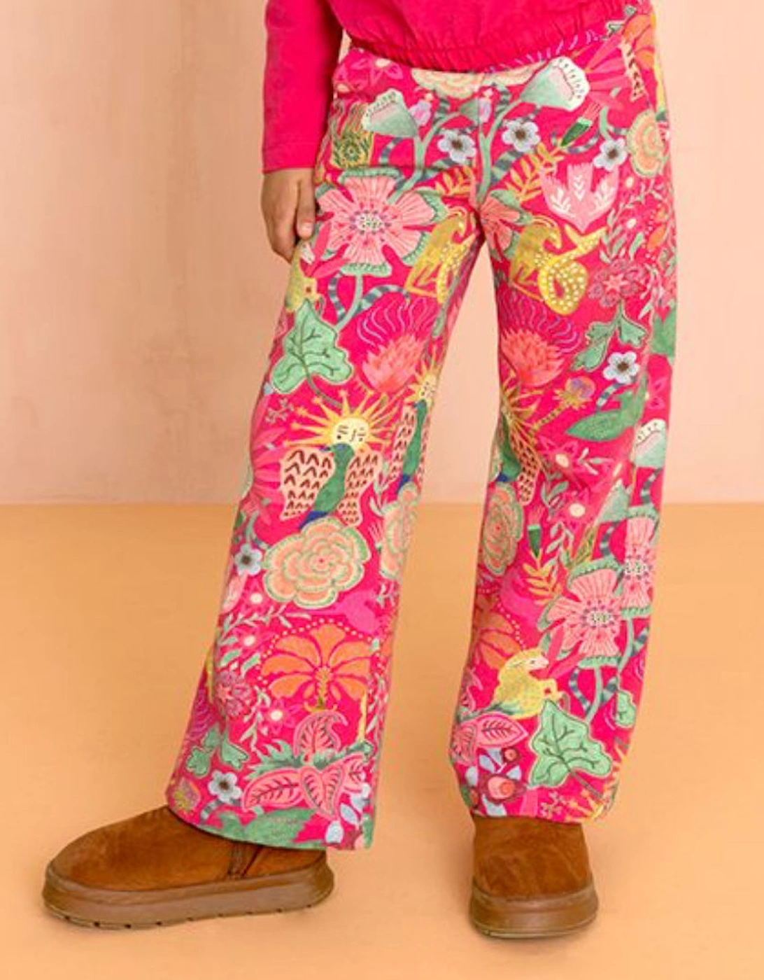 Girls Fuchsia Pink Print Joggers