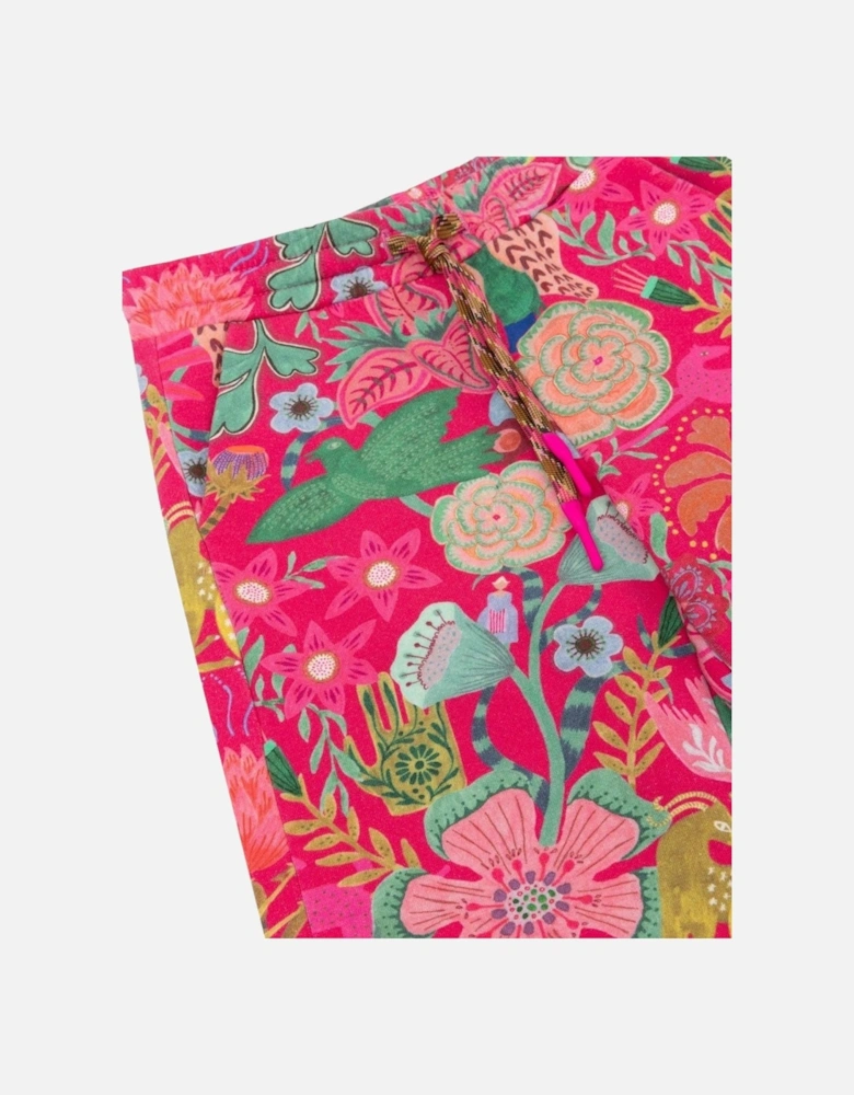 Girls Fuchsia Pink Print Joggers