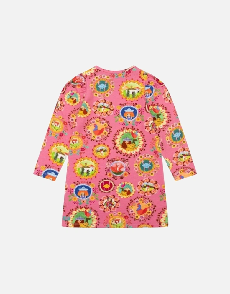 Girls Pink Frame Print Dress