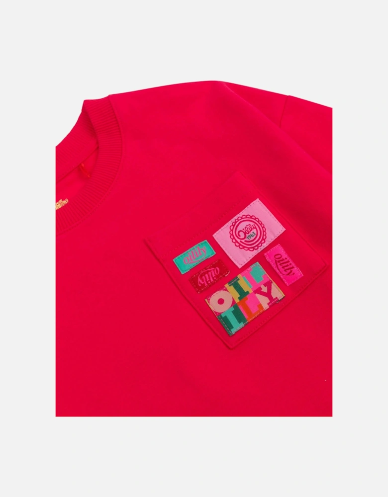 Girls Fuchsia Pink Patch Sweatshirt