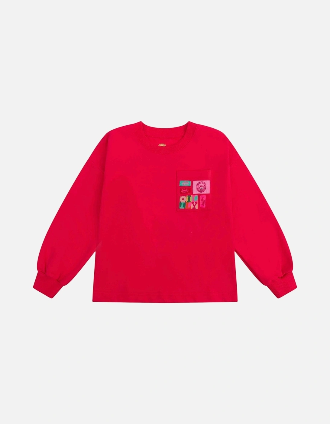 Girls Fuchsia Pink Patch Sweatshirt, 5 of 4