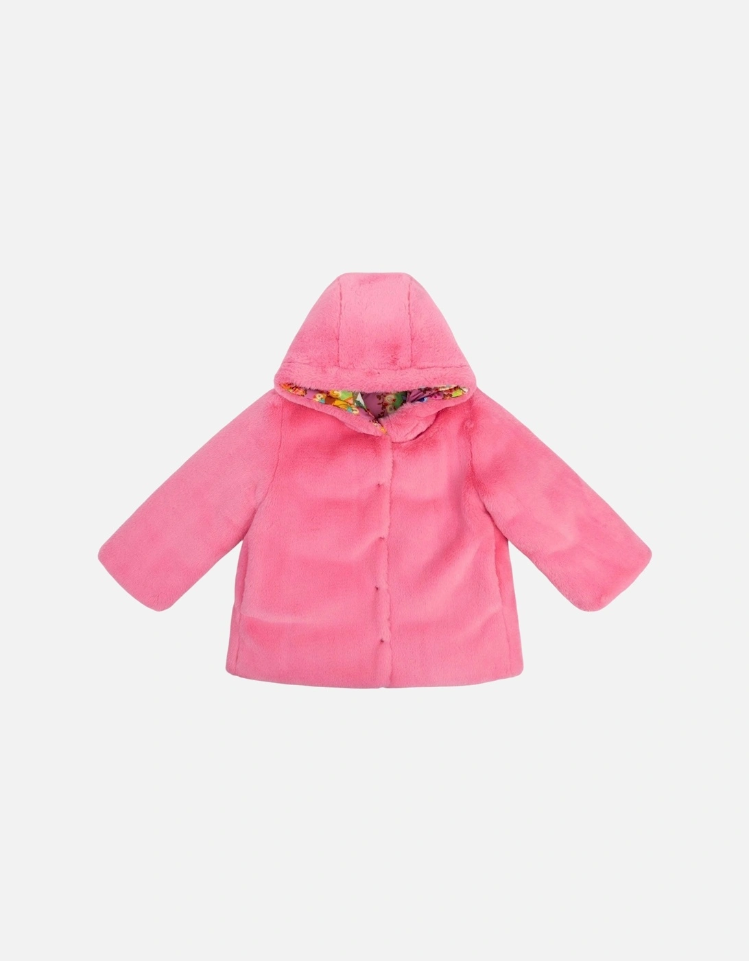 Girls Pink Frame Print Reversible Coat, 11 of 10