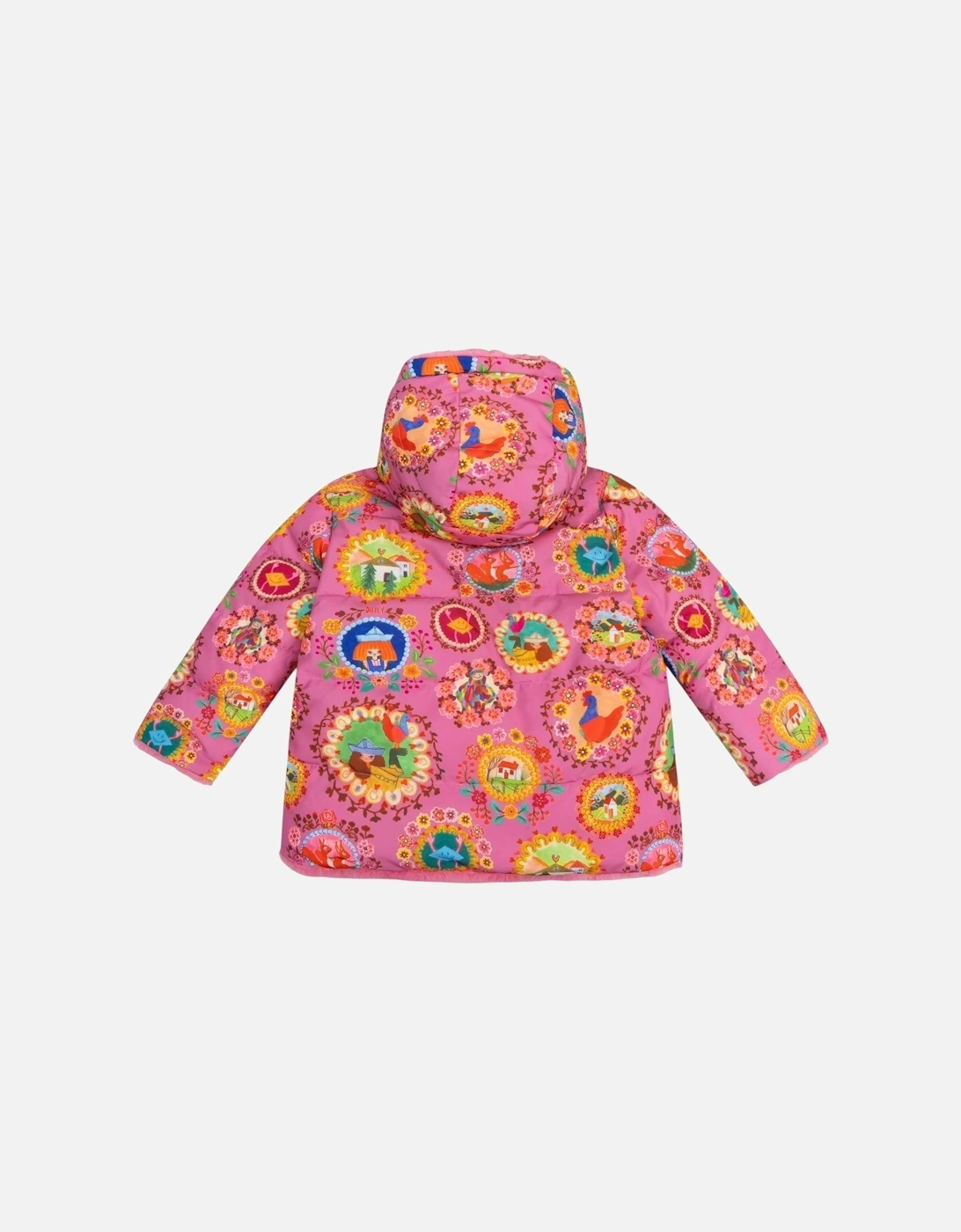 Girls Pink Frame Print Reversible Coat