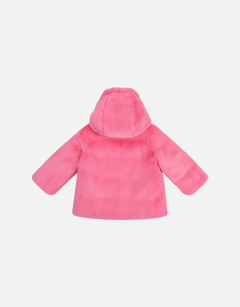 Girls Pink Frame Print Reversible Coat