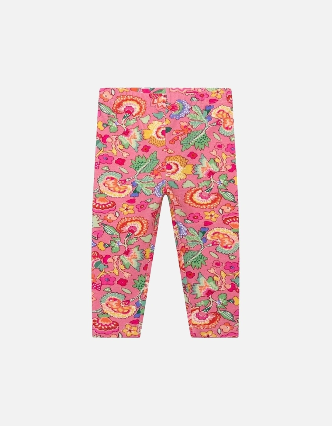 Girls Pink Floral Leggings, 4 of 3