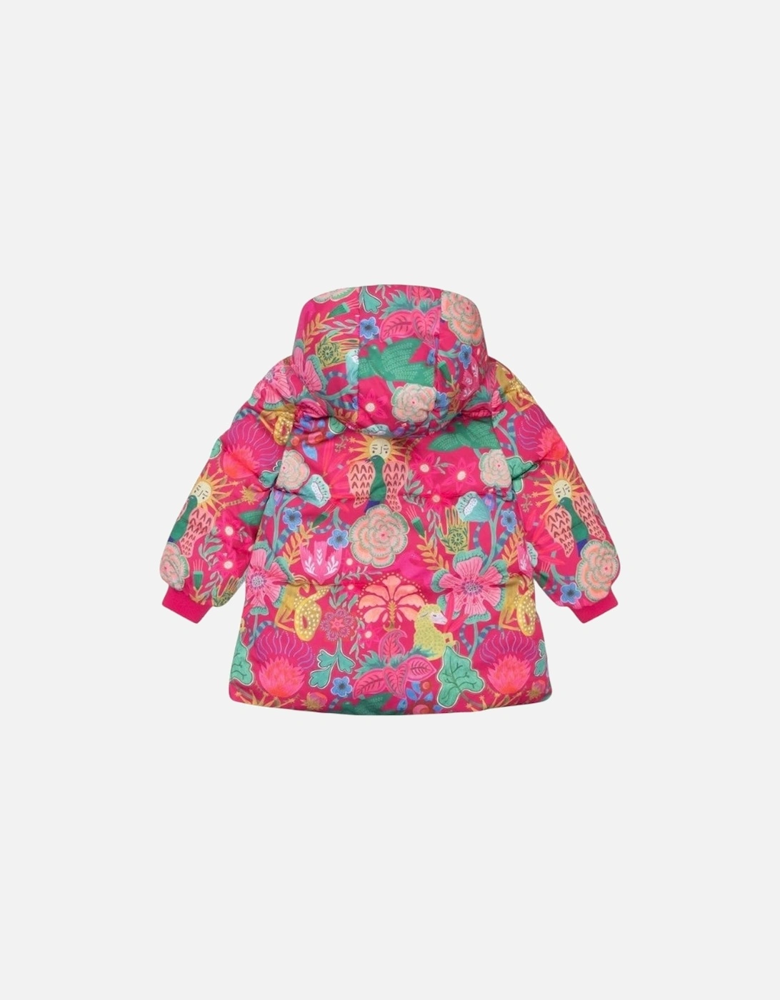Girls Fuchsia Pink Print Padded Coat