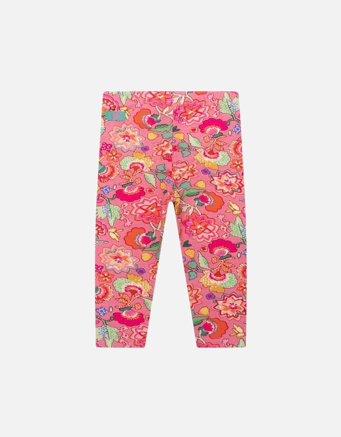 Girls Pink Floral Leggings