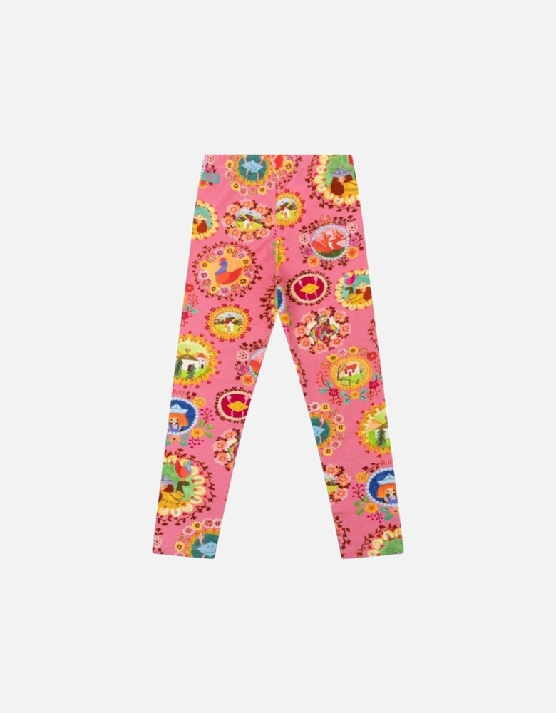 Girls Pink Frame Print Leggings