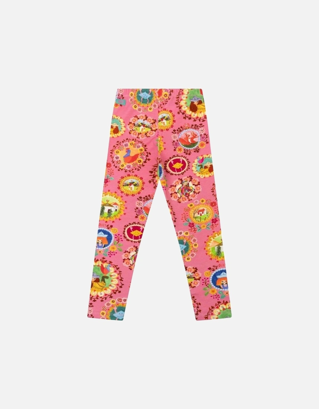 Girls Pink Frame Print Leggings