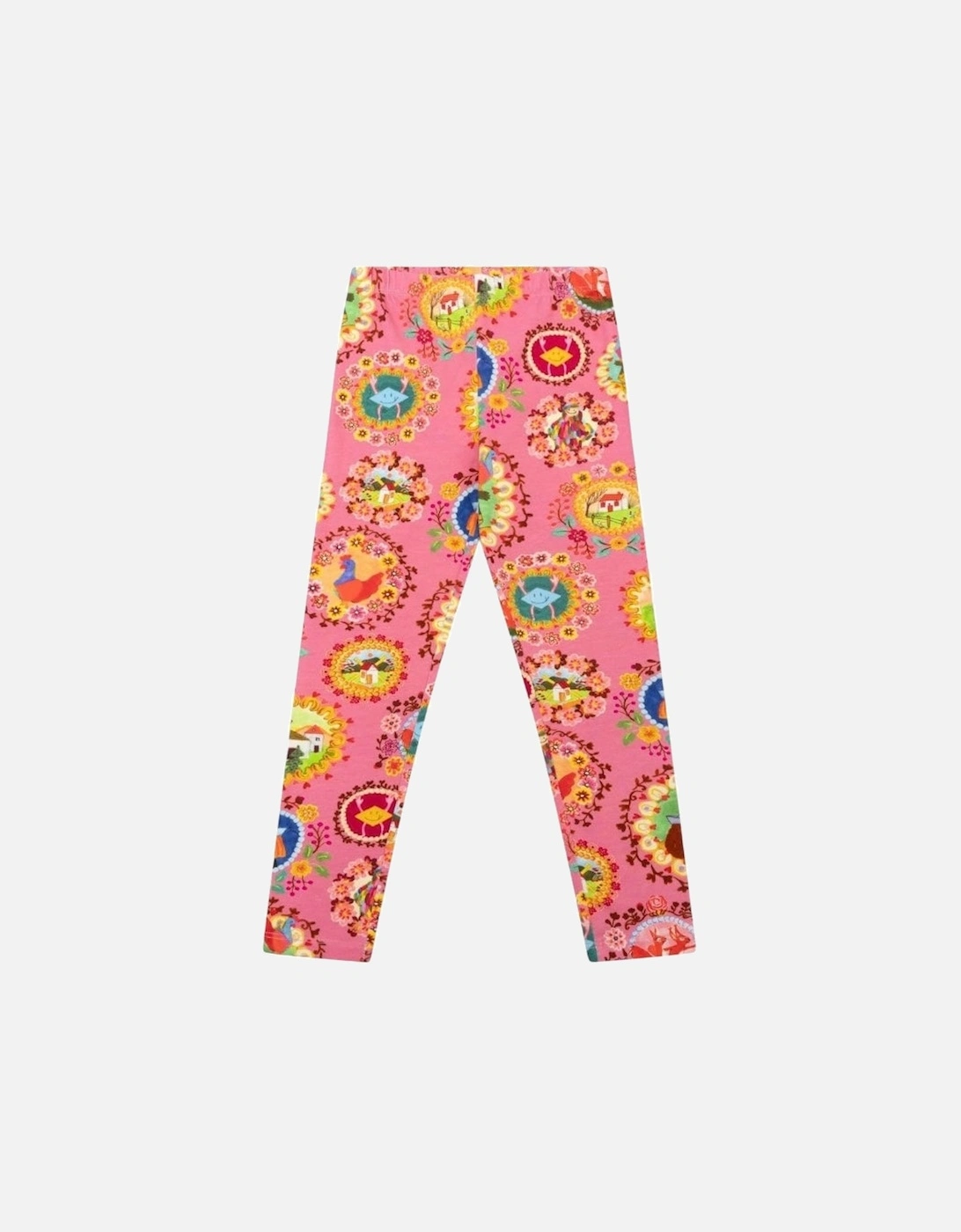 Girls Pink Frame Print Leggings, 5 of 4