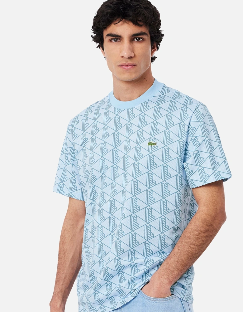 Monogram Cotton T-Shirt Blue